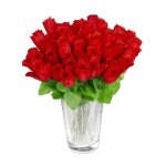 Relaxdays bouquet de roses fleurs artificielles 48 pices avec tige et feuilles cadeau mariage hauteur ...