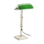 Relaxdays lampe de banquier abat - jour vert bibliothque rtro liseuse lecture mtal verre hxlxp: 52 ...