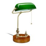 Relaxdays lampe de banquier interrupteur � tirette abat jour inclinable design retro douille e27 de bureauvert ...