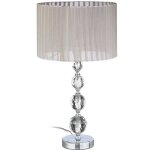 Relaxdays lampe de chevet abat - jour tissu voile boules verre cristal lampe de nuit hxlxp: 53x295x295 ...