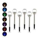 Relaxdays lampes solaires d?ext�rieur lot 6 �clairage boule led jardin couleurs changeantes �tanche piquet ...