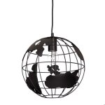 Relaxdays lampe  suspension abat - jour boule globe monde mtal luminaire plafond  30 cm noir