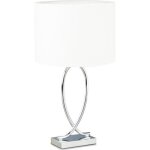Relaxdays lampe de table argent abat - jour rond lampe de chevet moderne design fer hxlxp: 51 x 28 x ...