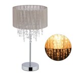 Relaxdays lampe de table cristal abat - jour en organza pied rond veilleuse hxd gris / argenté 43 x 24 ... Relaxdays lampe de table cristal abat - jour en organza pied rond veilleuse hxd gris / argenté 43 x 24 ...