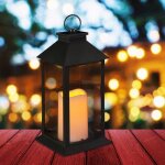 Relaxdays lanterne led chandelle avec effet flamme extrieur lanterne de dcoration suspendue ou debouth ...