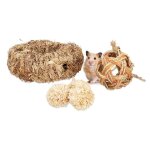 Relaxdays lot d?accessoires pour hamster 5 pi�ces tube herbe&4 balles objet de cage rongeur souris paille ...