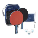 Relaxdays lot tennis de table pochette filet 2 raquettes 3 balles ping pong jeu int�rieur ext�rieur rouge ...