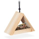 Relaxdays mangeoire  oiseaux bois maison nichoir  suspendre msanges triangulaire hxlxp : 16x235x12cm ...