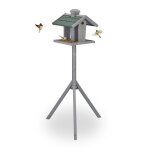 Relaxdays mangeoire  oiseaux avec support silo toit rsistant aux intempries bois 135 x 67 x 56 cm ...