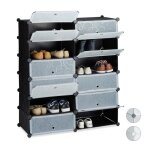 Relaxdays meuble chaussures ferm� rangement 12 casiers plastique chaussures modulable diy hxlxp: 108x94x37 ...