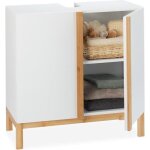 Relaxdays meuble dessous de lavabo bambou meuble sous vasque evier salle de bains hxlxp 61 x 60 x 30cm ...