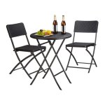 Relaxdays meuble de jardin bastian salon de jardin pliable table chaises optique rotin hxlxp: 755 x 60 ...