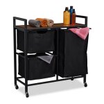 Relaxdays meuble à linge 3 compartiments coulissants 4 roulettes design industriel salle de bain chambre ... Relaxdays meuble à linge 3 compartiments coulissants 4 roulettes design industriel salle de bain chambre ...