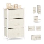 Relaxdays meuble rangement 4 tiroirs tissu commode �tag�re tiroir tissu 76 x 20 x 48 cm beige