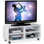 Relaxdays meuble tv avec 4 compartiments sur roulettes pour cds dvd et consoles table hifi salon hlp ... Relaxdays meuble tv avec 4 compartiments sur roulettes pour cds dvd et consoles table hifi salon hlp ...