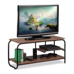 Relaxdays meuble tv design industriel etage receiver rangement pour cds et dvds buffet tv hxlxp 43x90x35cmbrun ...