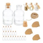 Relaxdays mini bouteilles lot de 25 petites fioles bouchon de li�ge 60 ml mariage �pices transparent ...