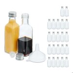 Relaxdays mini bouteilles en verre lot de 24 petites fioles  remplir 100 ml bouchon  vis transparent ...