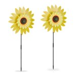 Relaxdays moulin � vent en lot de 2 planter h x l x p�: env. 76 x 29 x 8�cm pour jardin et balcon jaune ...