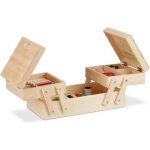 Relaxdays bo�te � couture en bois 5 compartiments d�pliante vide poign�es aspect naturel 12 x 26 x 155 ...