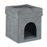 Relaxdays niche chat maison pour chat et petit chien int�rieur pouf pliable hxlxp: 42 x 38 x 38 cm gris ...
