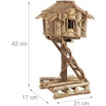 Relaxdays nichoir  oiseaux dcoration maison  oiseaux en bois sur pied  poser villa fait main nature ...