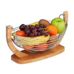 Relaxdays corbeille � fruits hamac bambou barres inox balan�oire design grille d�co185 x 38 x 23 cm nature ...