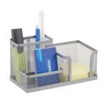 Relaxdays organiseur de bureau porte - stylos porte - cartes de visite bloc - note maille m�tal hxlxp: ...