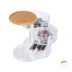 Relaxdays organiseur de maquillage rond cosm�tiques bijoux 3 niveaux rotatifs bambou plastique bo�te ...