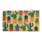 Relaxdays paillasson coco tapis d?entre motif cactus antidrapant intrieur & extrieur 75x42cm multicolore ...