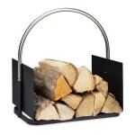 Relaxdays panier bois de chauffage pour chemine en mtal poigne nickele corbeille bches hxlxp 435x405x30 ...