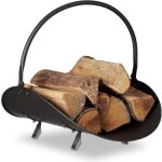 Relaxdays panier  bches bois de chemine porte - revues porte - journaux acier mtal hxlxp: 40 x 38 ...