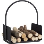 Relaxdays panier  bches bois de chemine porte - revues porte - journaux acier mtal hxlxp: 47 x 40 ...