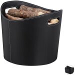 Relaxdays panier � b�ches l range bois de chemin�e porte - revues porte - journaux similicuir noir