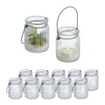 Relaxdays photophores lot de 12 avec anse int�rieur & ext�rieur 95 x 8 cm d�coration mariage transparent ...