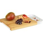Relaxdays planche � d�couper bambou plateau r�cup�rateur coulissant �pluchures go�t neutre 3x30x25cm ...
