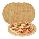Relaxdays planches  pizza lot de 4 bambou diamtre de 32 cm plateaux de service pour fromages ronds ...