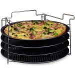 Relaxdays plaques de cuisson lot de 4 support hxlxp: 20 x 32 x 32 cm avec perforation antiadh�sives anthracite ...