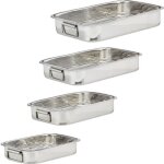 Relaxdays plat  four avec grillage en acier inoxydable lavable  la machine plat  rtir argent