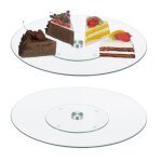 Relaxdays plateaux tournants lot 2 rotatifs � 360� diam�tre: 30 cm servir et d�corer ronds verre transparent ...