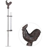 Relaxdays pluviomtre dcoration en mtal outil pour lextrieur coq 17cm 7 pouces piquet de terre bronze ...