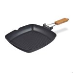 Relaxdays po�le de barbecue � induction rev�tement antid�rapant poign�e pliable en aluminium pour steaks ...