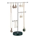 Relaxdays porte - bijoux pied en marbre rangement pour colliers boucles d?oreilles & bracelets 3 barres ...