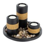Relaxdays porte - bougies avec plateau et pierres dcoratives 195 cm dcoration de table salon chambre ...