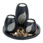 Relaxdays porte - bougies avec plateau rond bougeoir pierres dcoratives 195 cm dco salon chambre noir ...