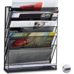 Relaxdays porte - revues mural porte - journaux porte - magazines 6 casiers hxlxp: 40 x 32 x 10 cm argent ...