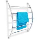 Relaxdays porte - serviettes mural support mural serviettes acier chrom arqus 5 barres salle de bain ...
