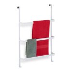 Relaxdays porte - serviettes sans perage 3 barres 2 crochets hxlxp: 85x545x15 cm sche - serviettes ...