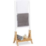 Relaxdays porte - serviettes sur pied 3 bras salle de bain support valet serviteur hxlxp: 104 x 41 x ...