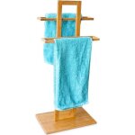 Relaxdays porte - serviettes sur pied en bambou h x l x p : env. 85 x 37 x 25 cm pour la salle de bain ...